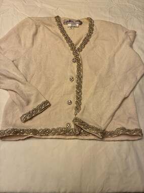 VTG Gump's Jennifer Roberts Beaded Evening Cardigan Sweater Size 14